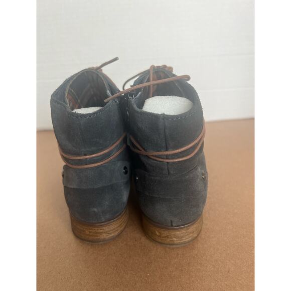 Earth Boone Navy Blue Gray Suede Lace Up and Zip Ankle Bootie Comfort Boots 7.5 - Picture 7 of 13